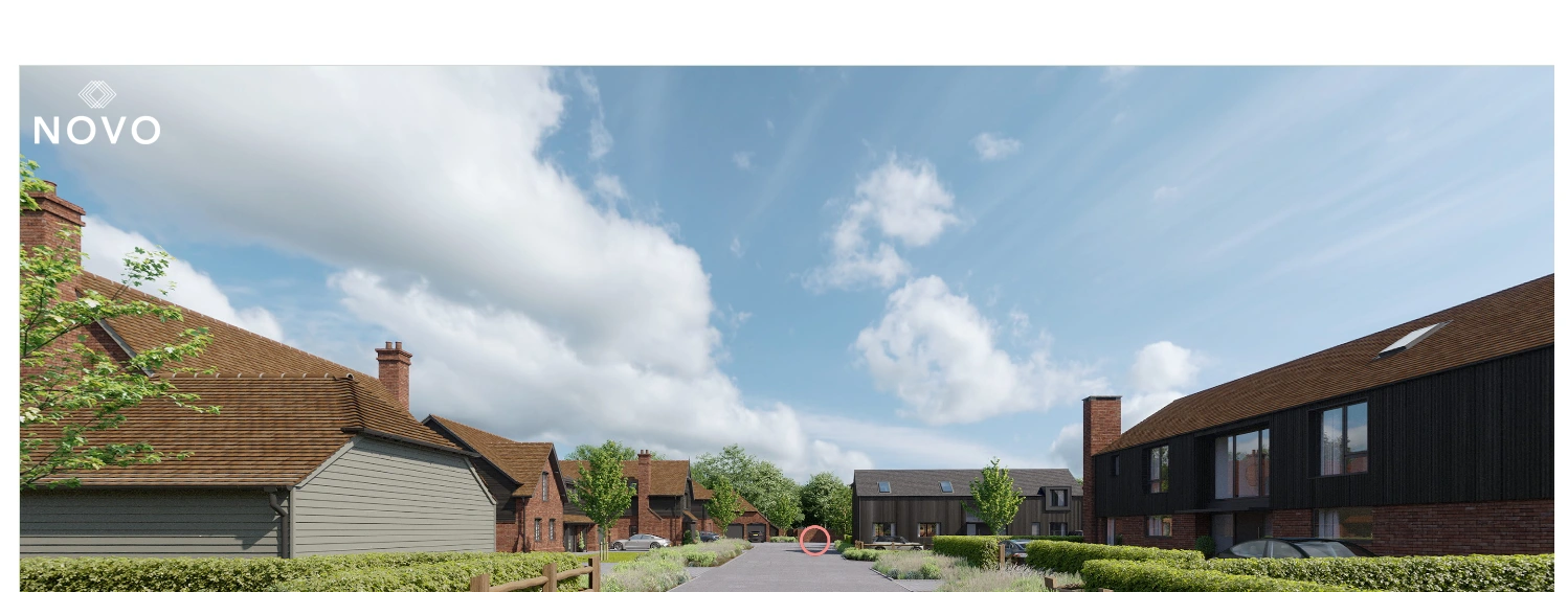 Hilders Farm exterior virtual tour — view along the development street